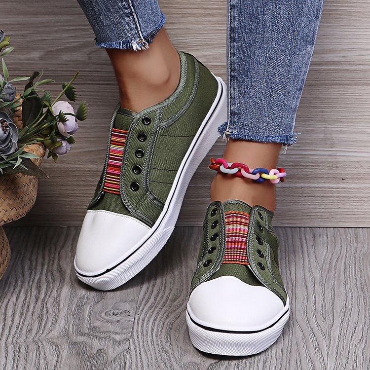 Ladies Retro Round Toe Ethnic Style Elastic Band Casual Shoes