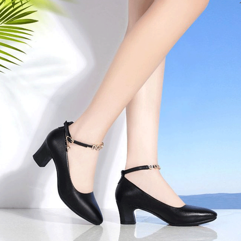 Fashion casual thick heel women's single shoes