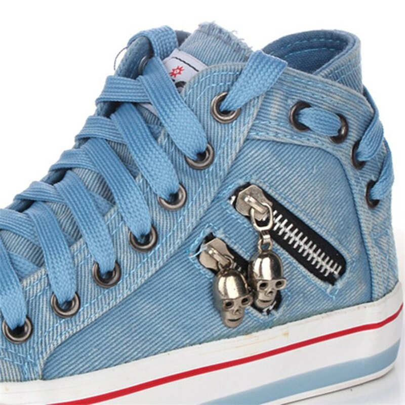 Ladies Vintage Round Toe Canvas Skull Decorative Canvas Shoes