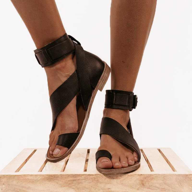 Flat high-top fish mouth cutout sandals