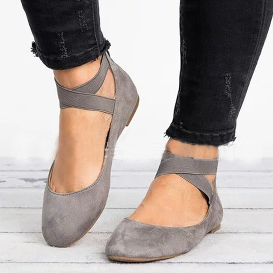 Plain  Flat  Velvet  Ankle Strap  Round Toe  Basic Date Comfort Flats