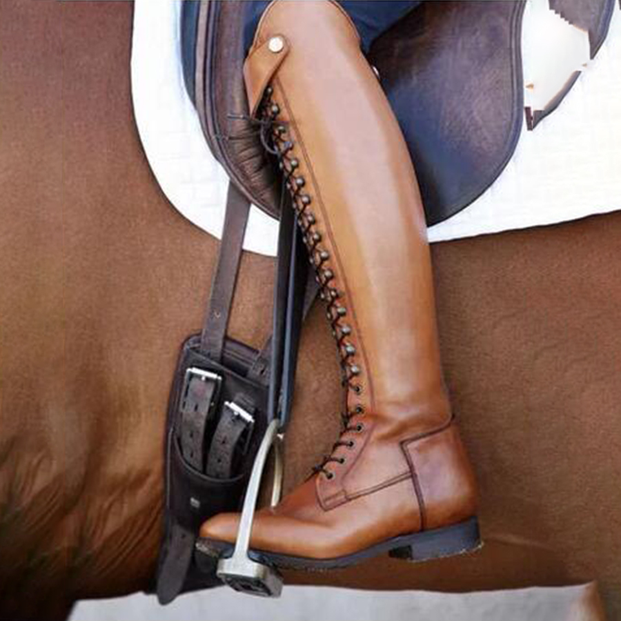 Plain  Flat  Round Toe  Date Outdoor  Knee High Flat Boots