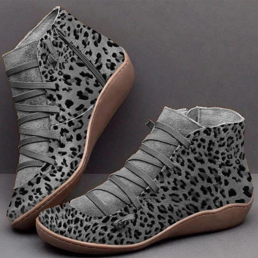 Animal Printed  Round Toe Boots