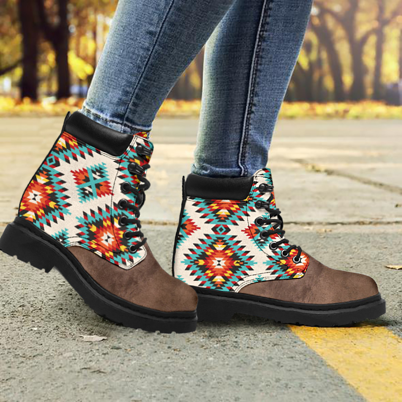 Printed Lace-Up Martin Boots