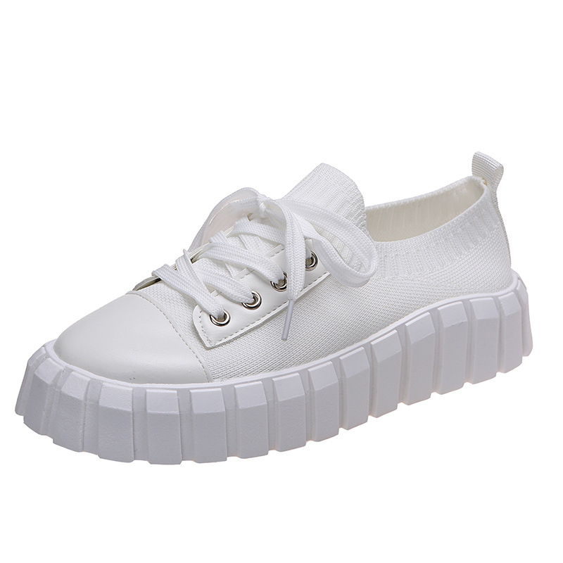 Round-toe Woven Upper Lace-up Sneakers