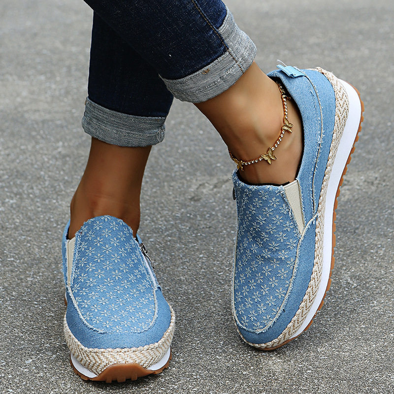 Round Toe Low Top Fashion Casual Side Zipper Flats