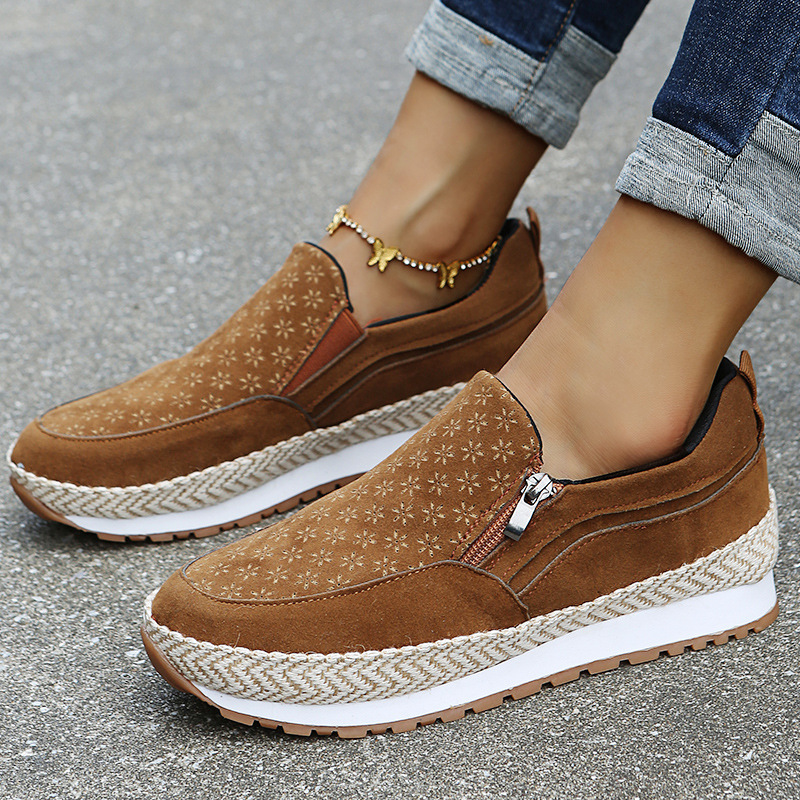 Round Toe Low Top Fashion Casual Side Zipper Flats