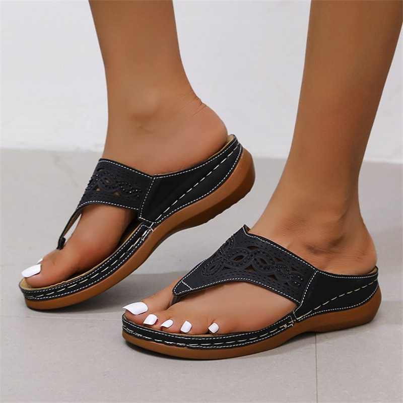 Ethnic Style Round Head Hot Brick Thick Bottom Slippers