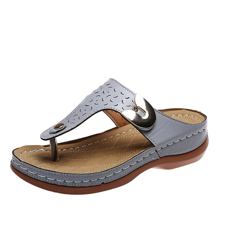 Women's Retro Round T-strap Beach Slippers