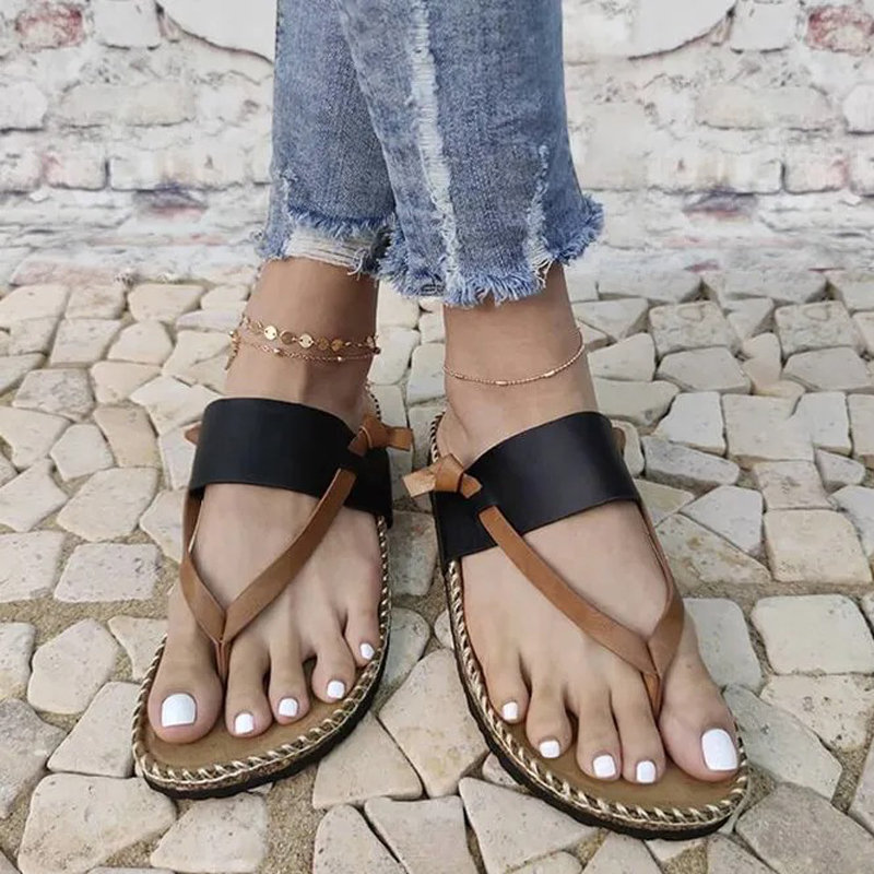 Women's flat bottom flip toe slippers