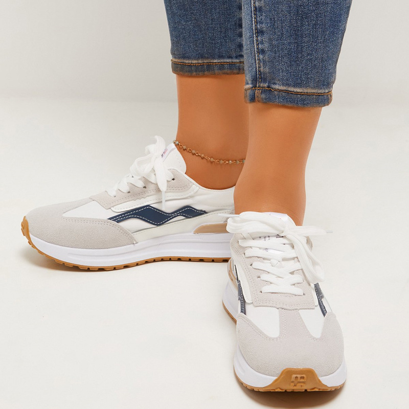 Women's Stylish Round Toe Suede Lace-Up Sneakers