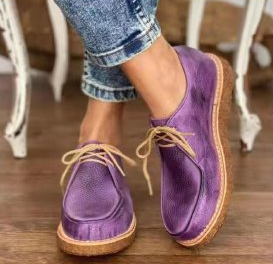 Casual Bullock Thick Soled Ladies Leather Shoes