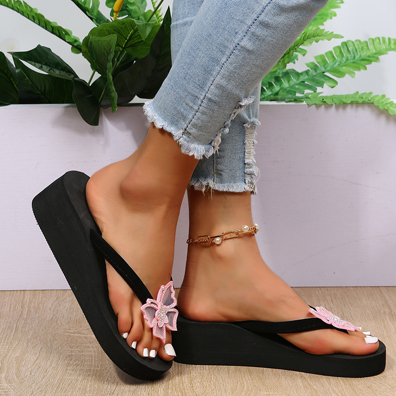 Platform Flip-Flops Butterfly Wedge Beach Sandals