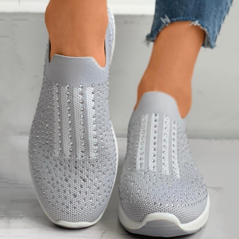 Rhinestone Colorblock Knit Wedge Sneaker