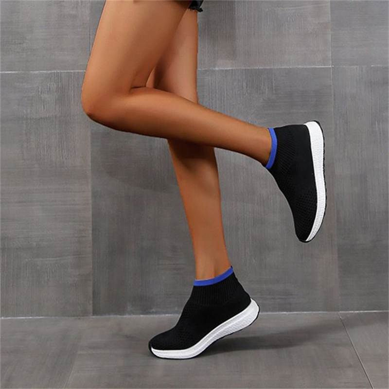 Ladies Round Toe Knit Sneakers