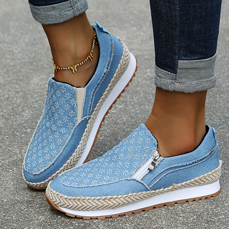 Round Toe Low Top Fashion Casual Side Zipper Flats
