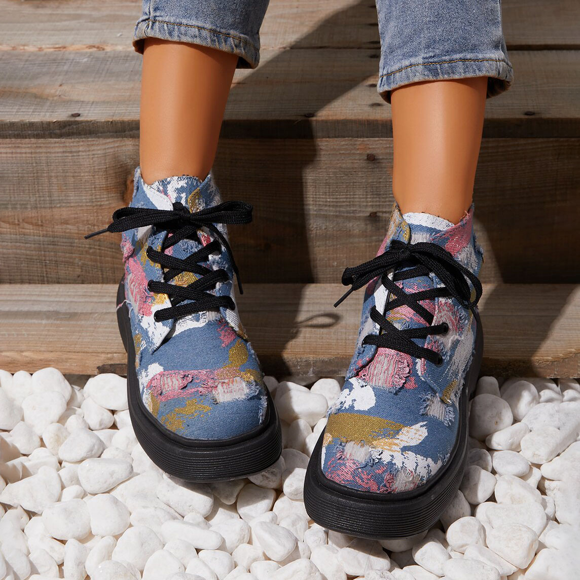 British Style Camouflage Martin Boots