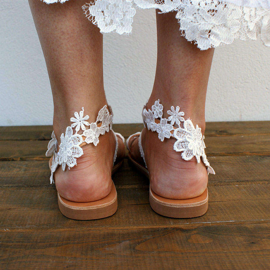 Lace Plain  Flat  Peep Toe  Date Travel Flat Sandals