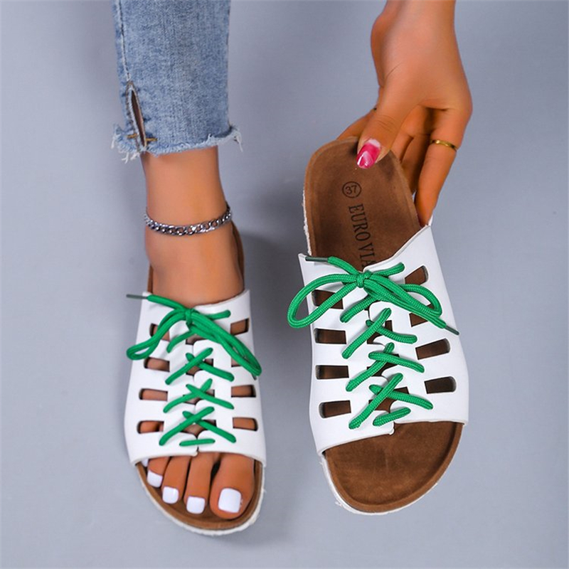 Round Toe Vintage Cutout Cork Slippers