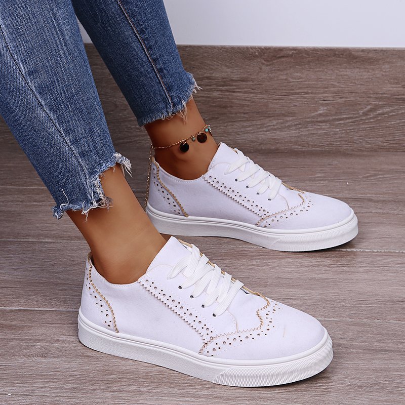 Solid Color Lace Up Fashion Casual Shoes