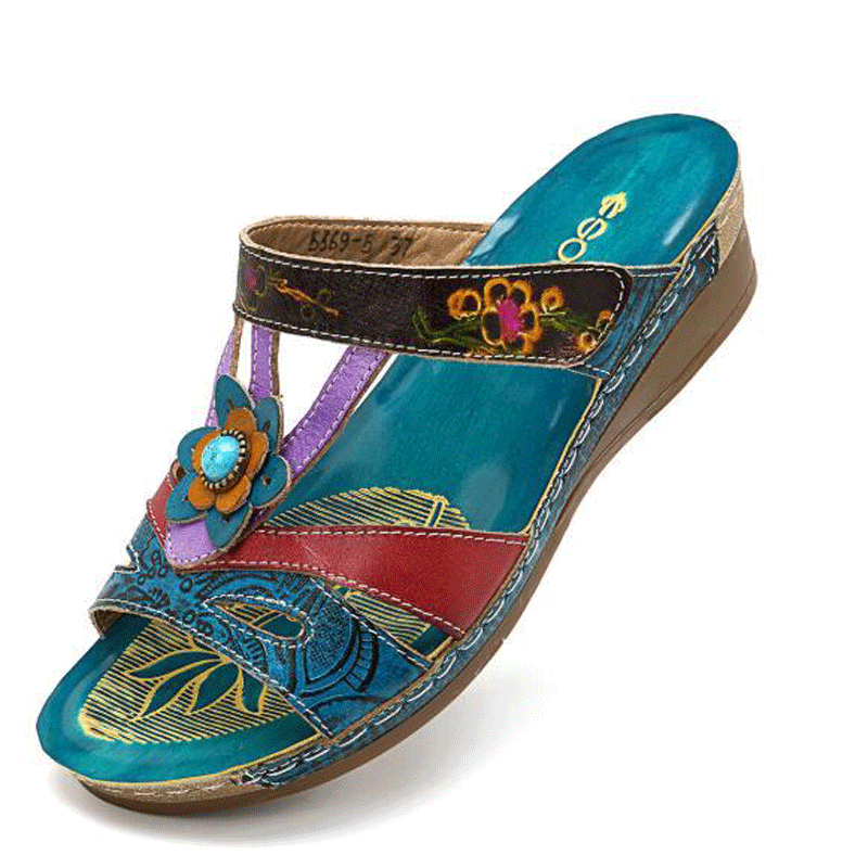 Ethnic style flower sandals