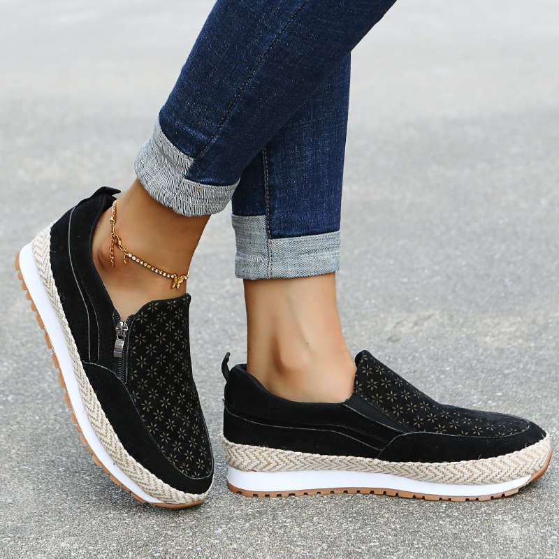 Round Toe Low Top Fashion Casual Side Zipper Flats