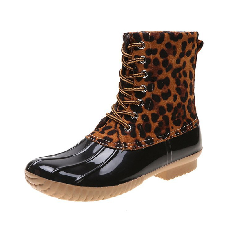 Waterproof Slip On Duck Booties Two Tone Chelsea Ankle Boots