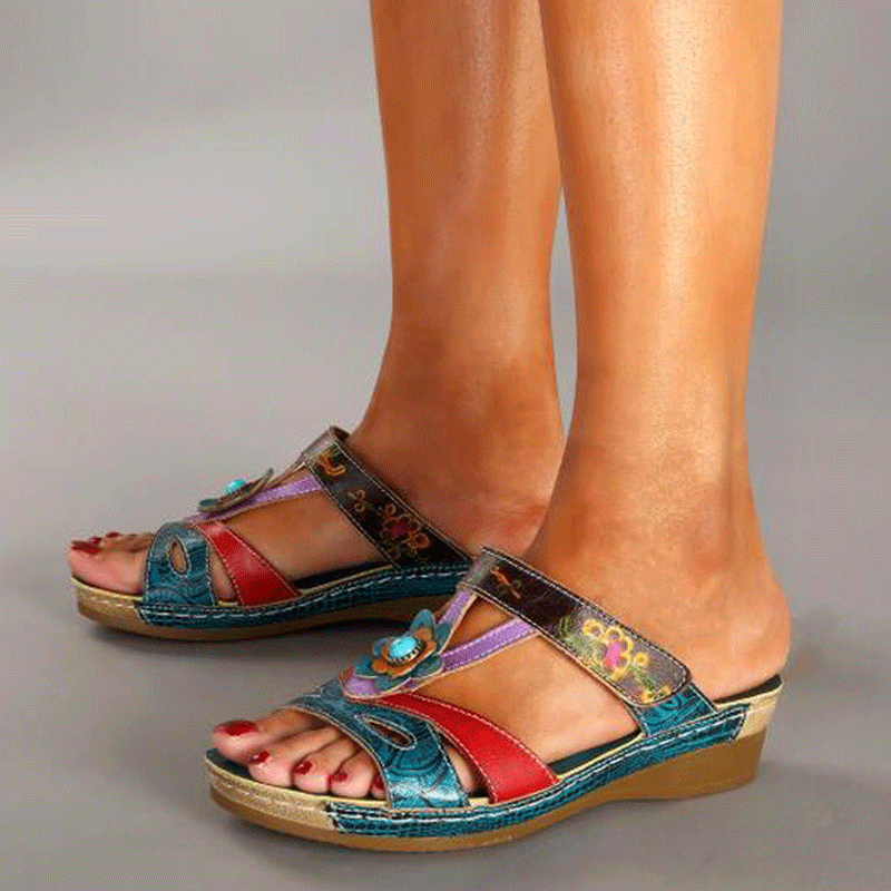 Ethnic style flower sandals