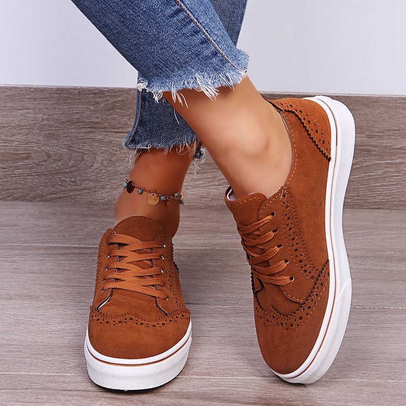 Solid Color Lace Up Fashion Casual Shoes