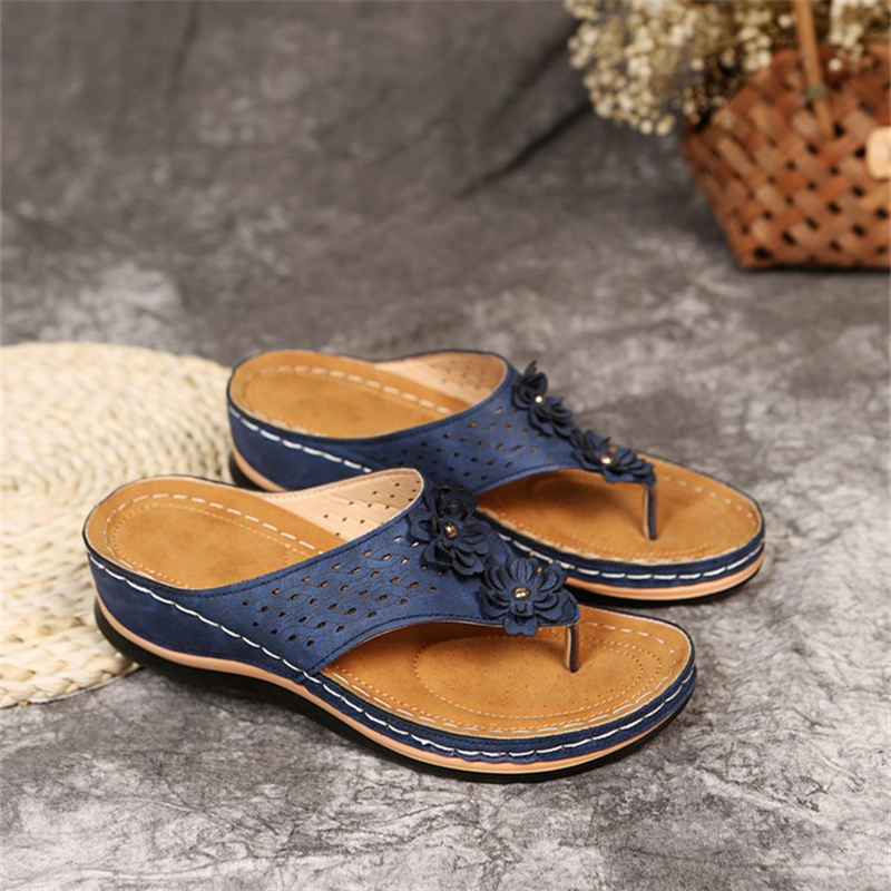 Round Head Ethnic Style Wedge Slippers