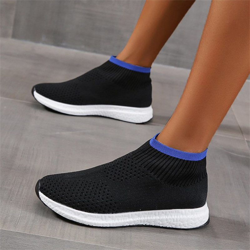 Ladies Round Toe Knit Sneakers
