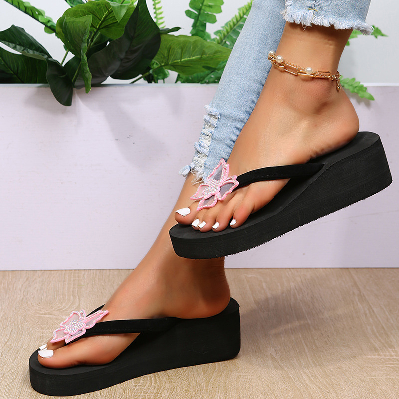 Platform Flip-Flops Butterfly Wedge Beach Sandals
