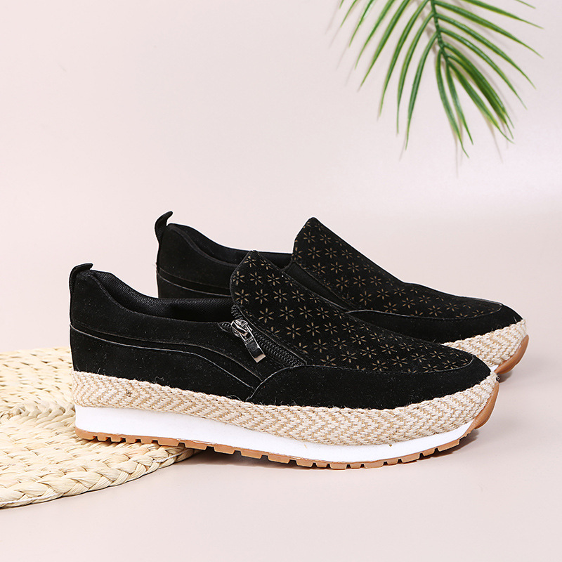 Round Toe Low Top Fashion Casual Side Zipper Flats
