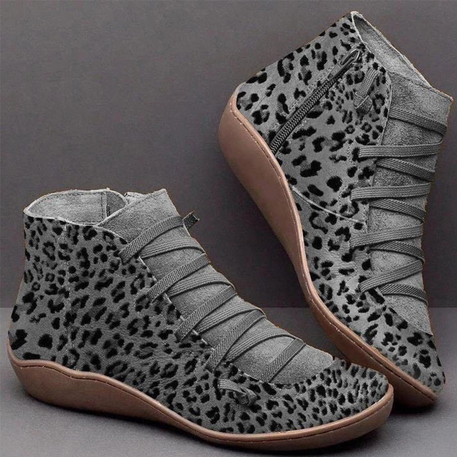 Animal Printed  Round Toe Boots