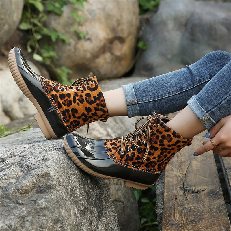 Waterproof Slip On Duck Booties Two Tone Chelsea Ankle Boots