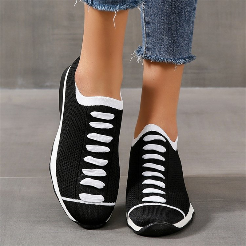 Ladies Round Toe Knit Sneakers