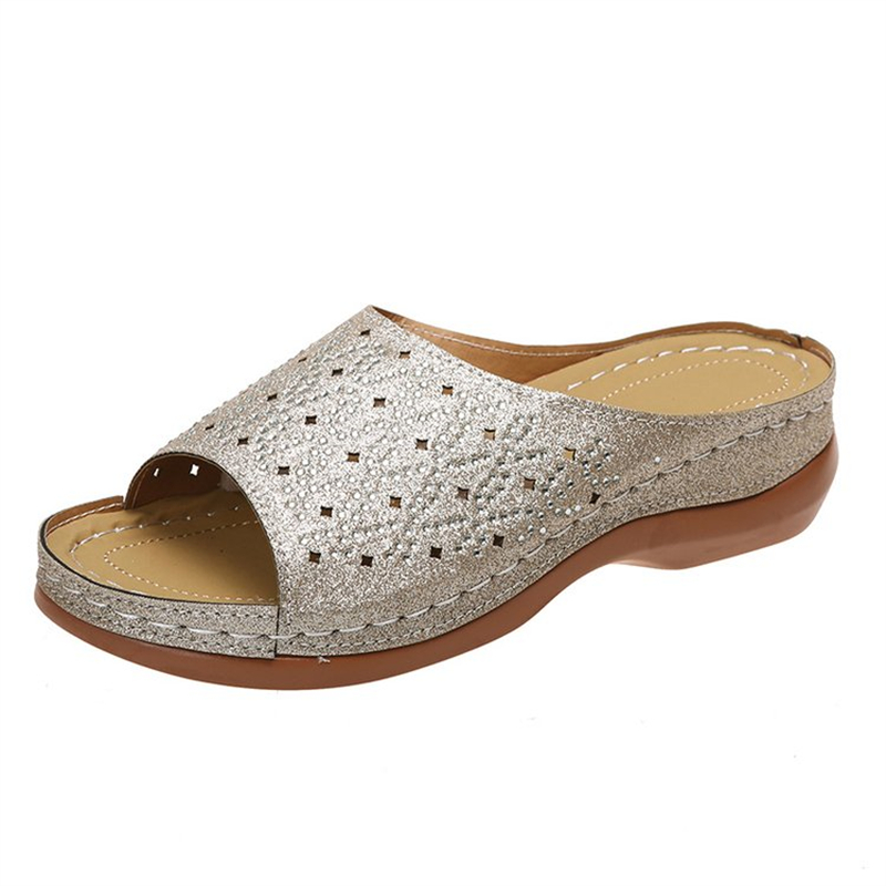 Ladies Vintage Round Toe Punch Hollow Slippers