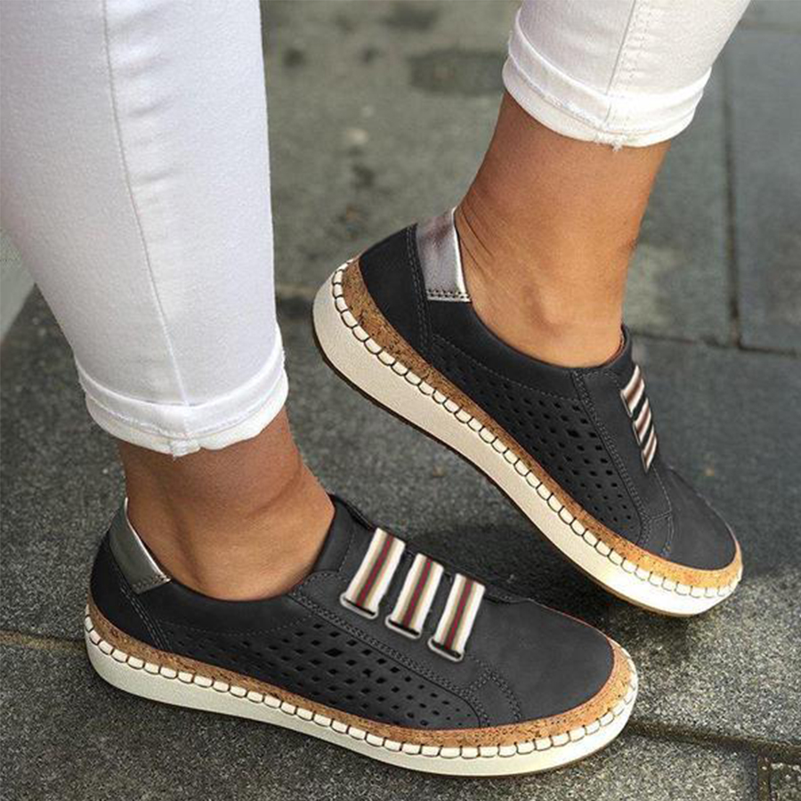 Hollow Out Plain  Flat  Round Toe  Casual Travel Flat & Loafers