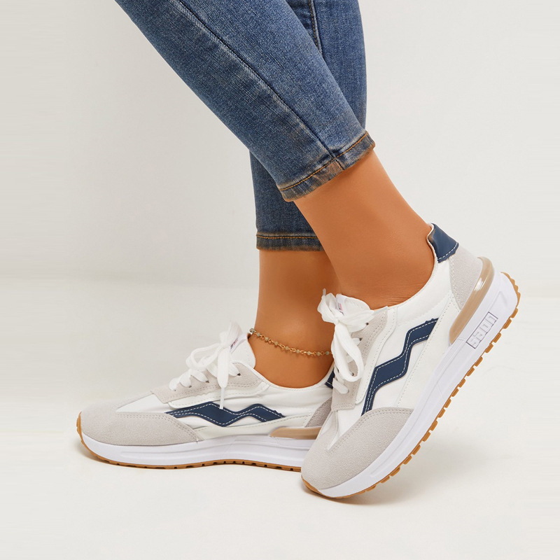 Women's Stylish Round Toe Suede Lace-Up Sneakers