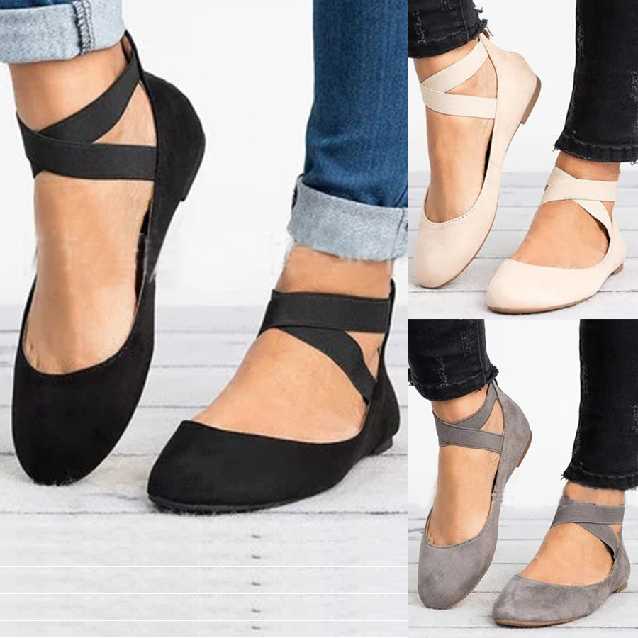Plain  Flat  Velvet  Ankle Strap  Round Toe  Basic Date Comfort Flats