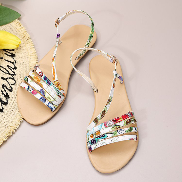 Animal-print Strappy Slip-on Leather Sandals