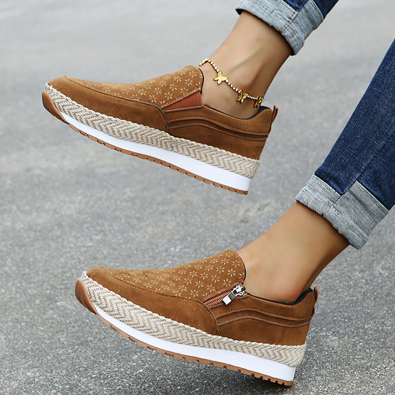 Round Toe Low Top Fashion Casual Side Zipper Flats