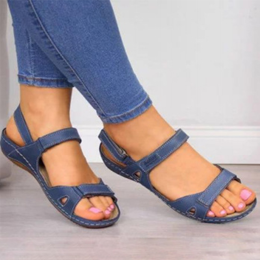 Plain  Peep Toe  Casual Travel Flat Sandals