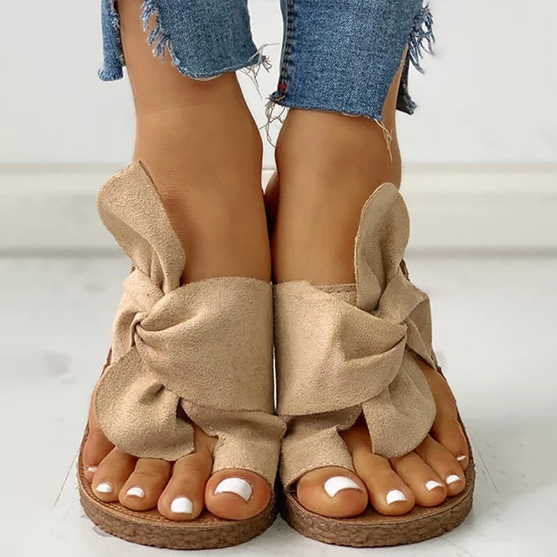 Flat non-slip bow sandals