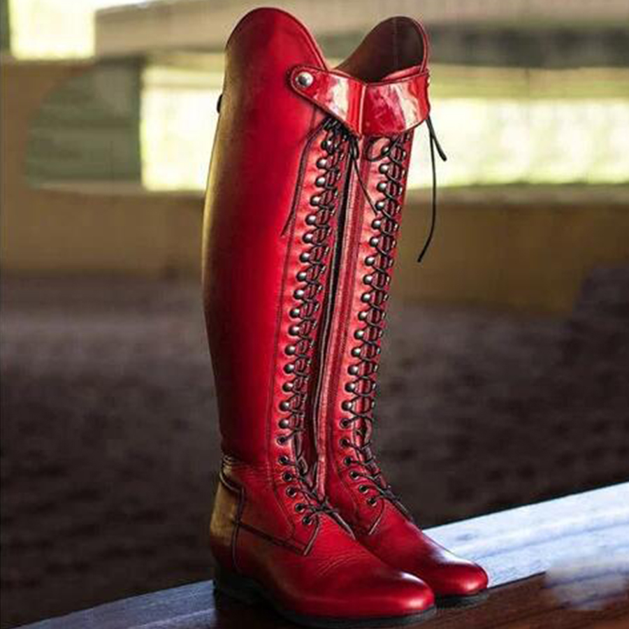 Plain  Flat  Round Toe  Date Outdoor  Knee High Flat Boots