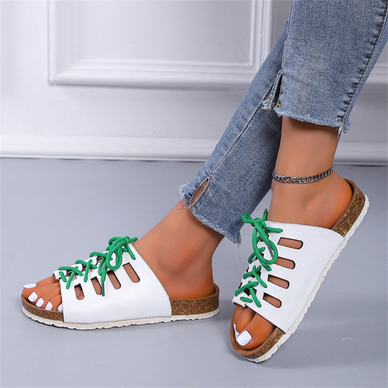 Round Toe Vintage Cutout Cork Slippers