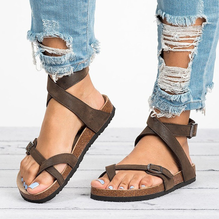 Plain  Flat  Peep Toe  Casual Flat Sandals
