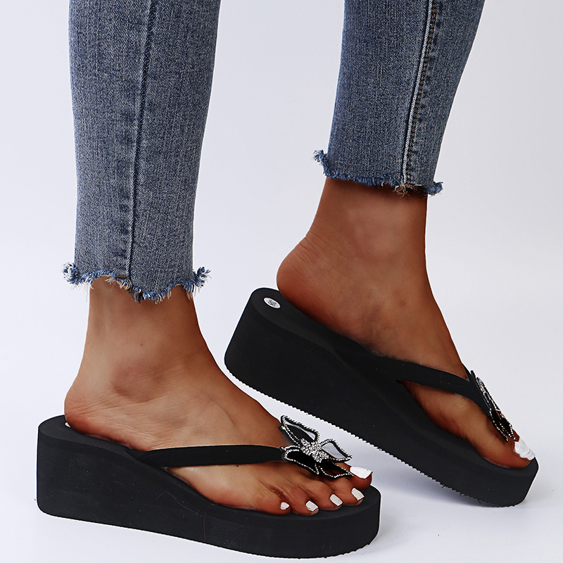 Platform Flip-Flops Butterfly Wedge Beach Sandals