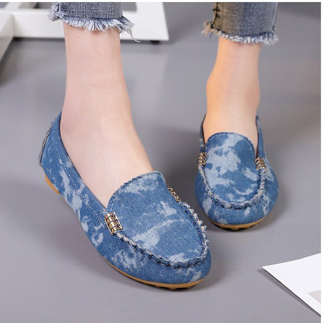 Womens Casual Flat Denim Shallow Shoes
