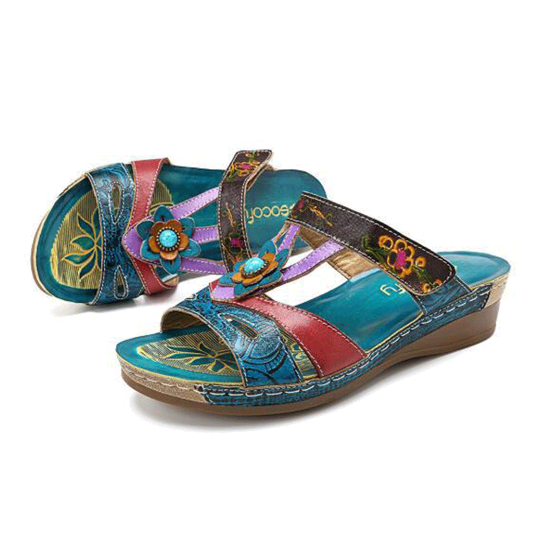 Ethnic style flower sandals
